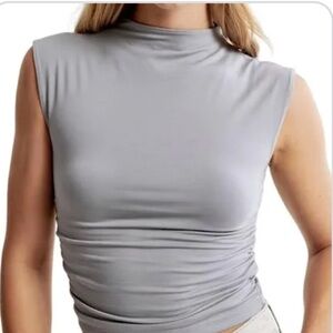 Abercrombie Light Blue Mock Neck Shirt in Medium